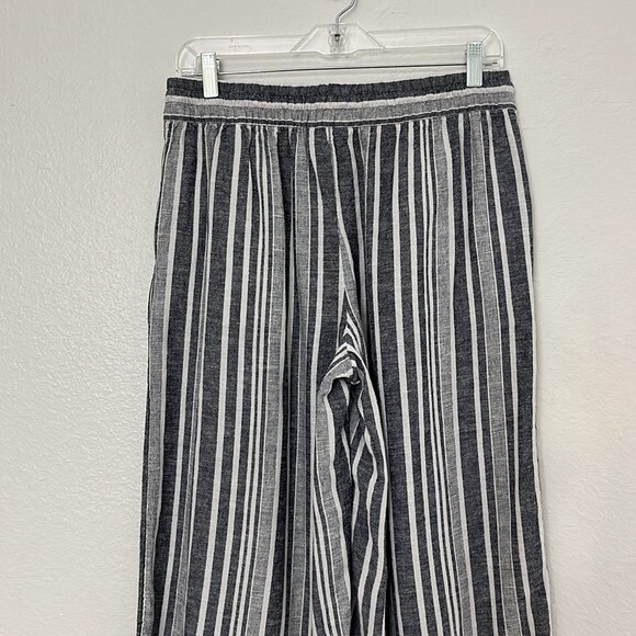 Banana Republic wide leg crop stripe linen pants stretchy waist summer Small - Picture 9 of 13